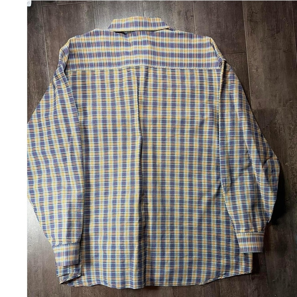 Wrangler Western Shirt Mens XL Purple Yellow Plaid Long Sleeve Button Up Flap - Picture 4 of 6